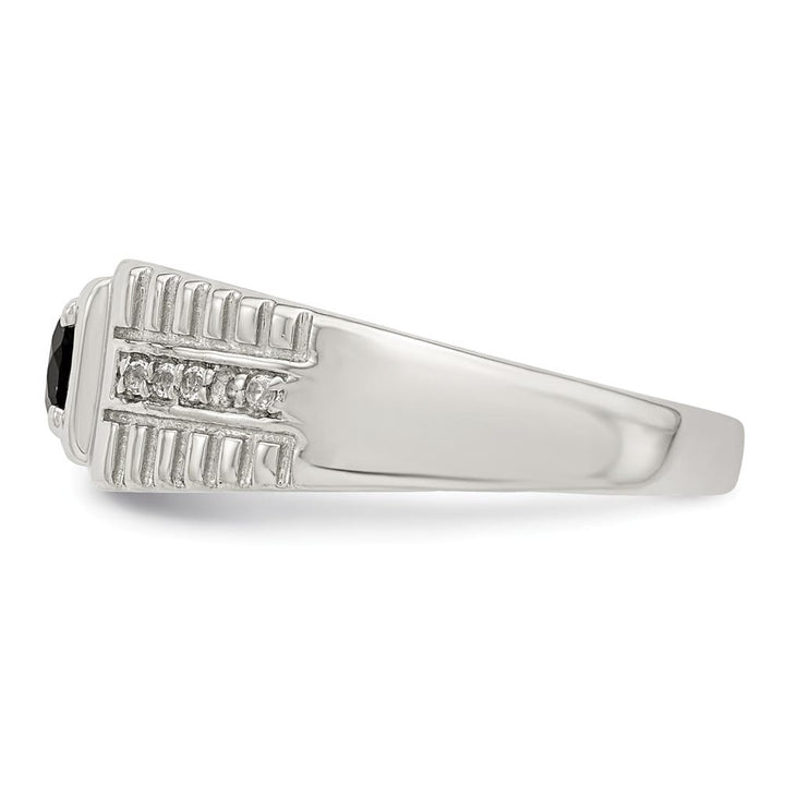 Sterling Silver Onyx and White Topaz Men's Ring