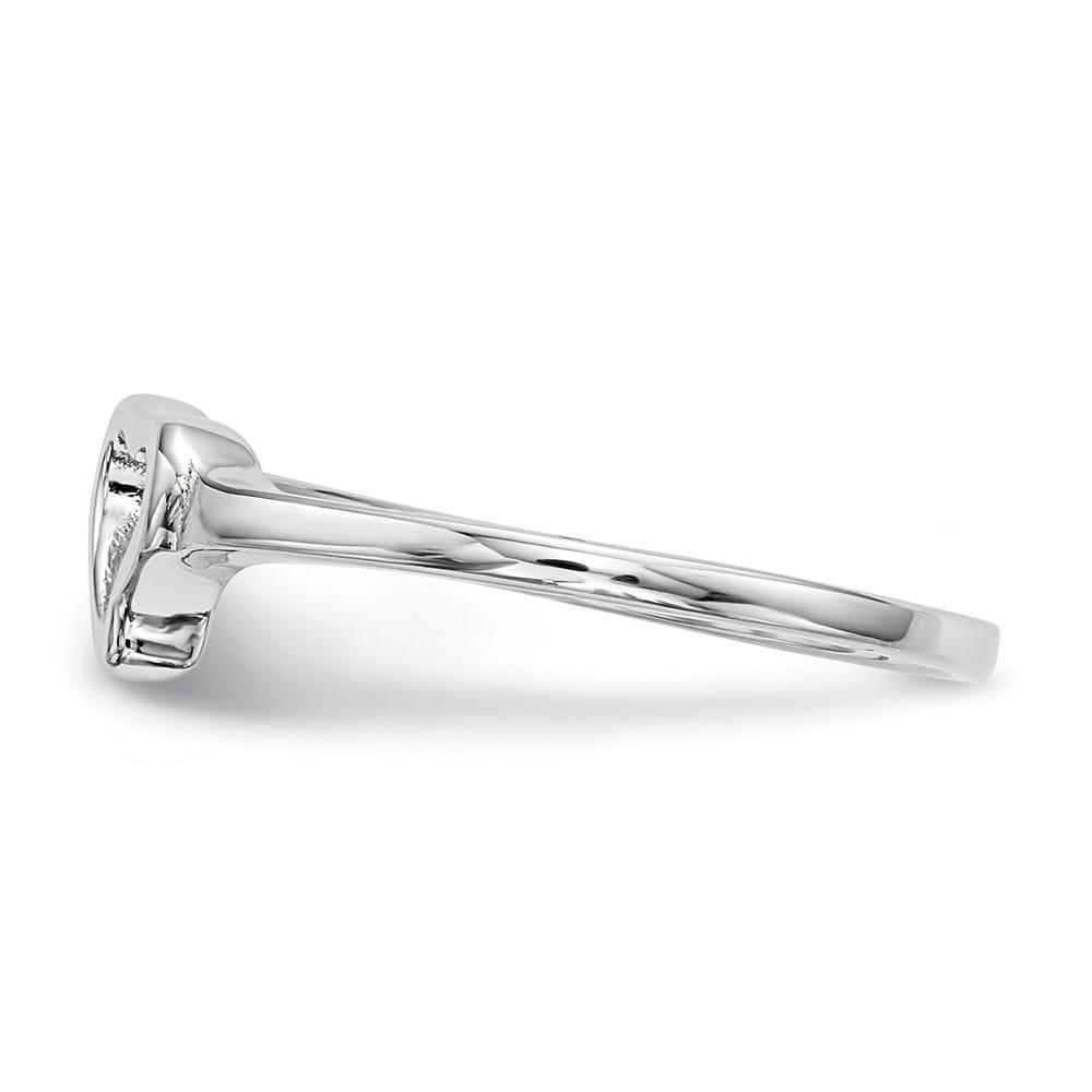 Sterling Silver Open Heart CZ Polished Ring
