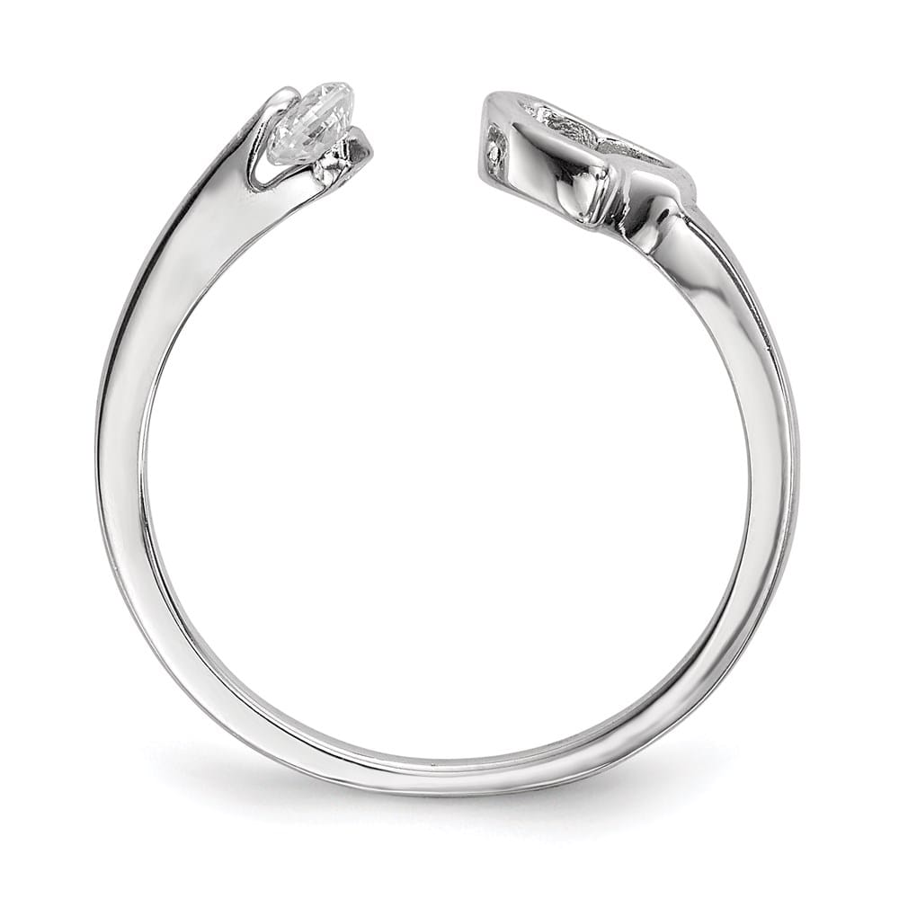 Sterling Silver Open Heart CZ Polished Ring