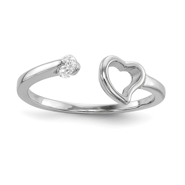 Sterling Silver Open Heart CZ Polished Ring