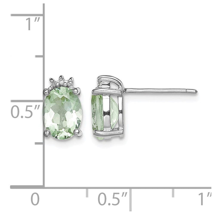 Sterling Silver Oval Green Quartz and DiamondEarrings Earrings, view 4 of 4