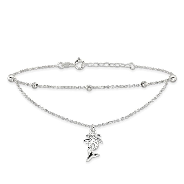 Sterling Silver Palm Tree 2-Strand Anklet