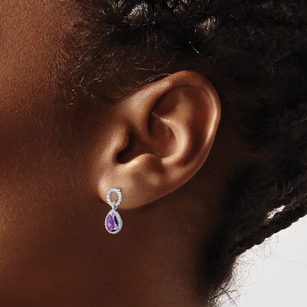 Sterling Silver Pear Twisted Earrings, view 3 of 12