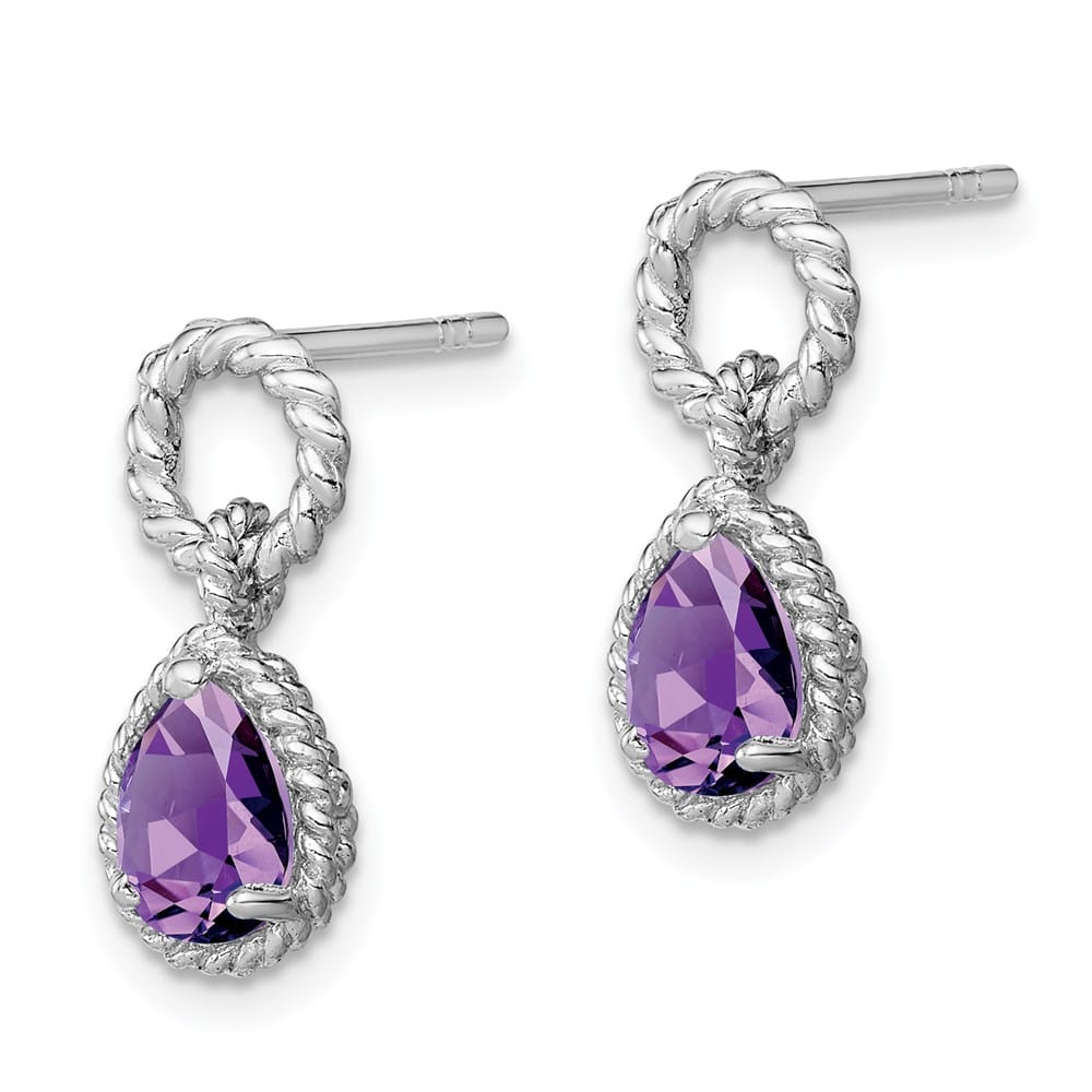 Sterling Silver Pear Twisted Earrings, view 2 of 12