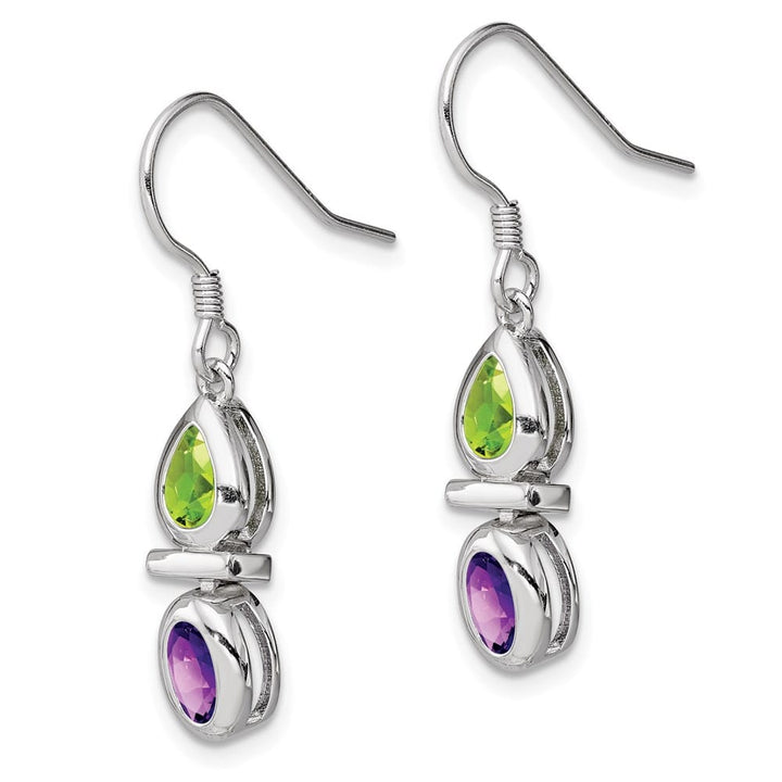 Sterling Silver Peridot and Amethyst Dangle Earrings, view 2 of 4
