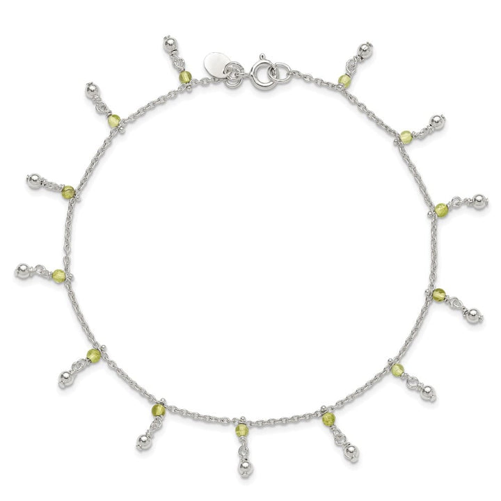 Sterling Silver Peridot Beads Anklet