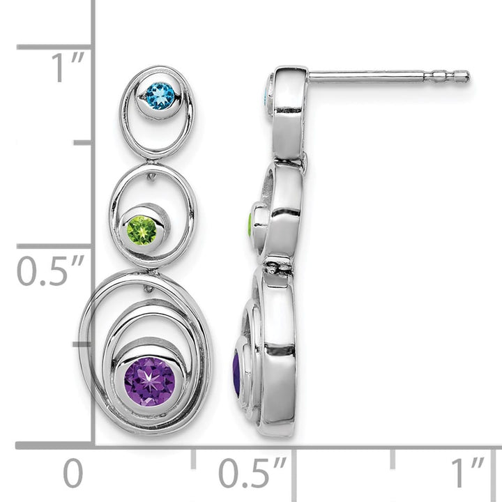 Sterling Silver Peridot Blue Topaz and Amethyst Earrings, view 4 of 4