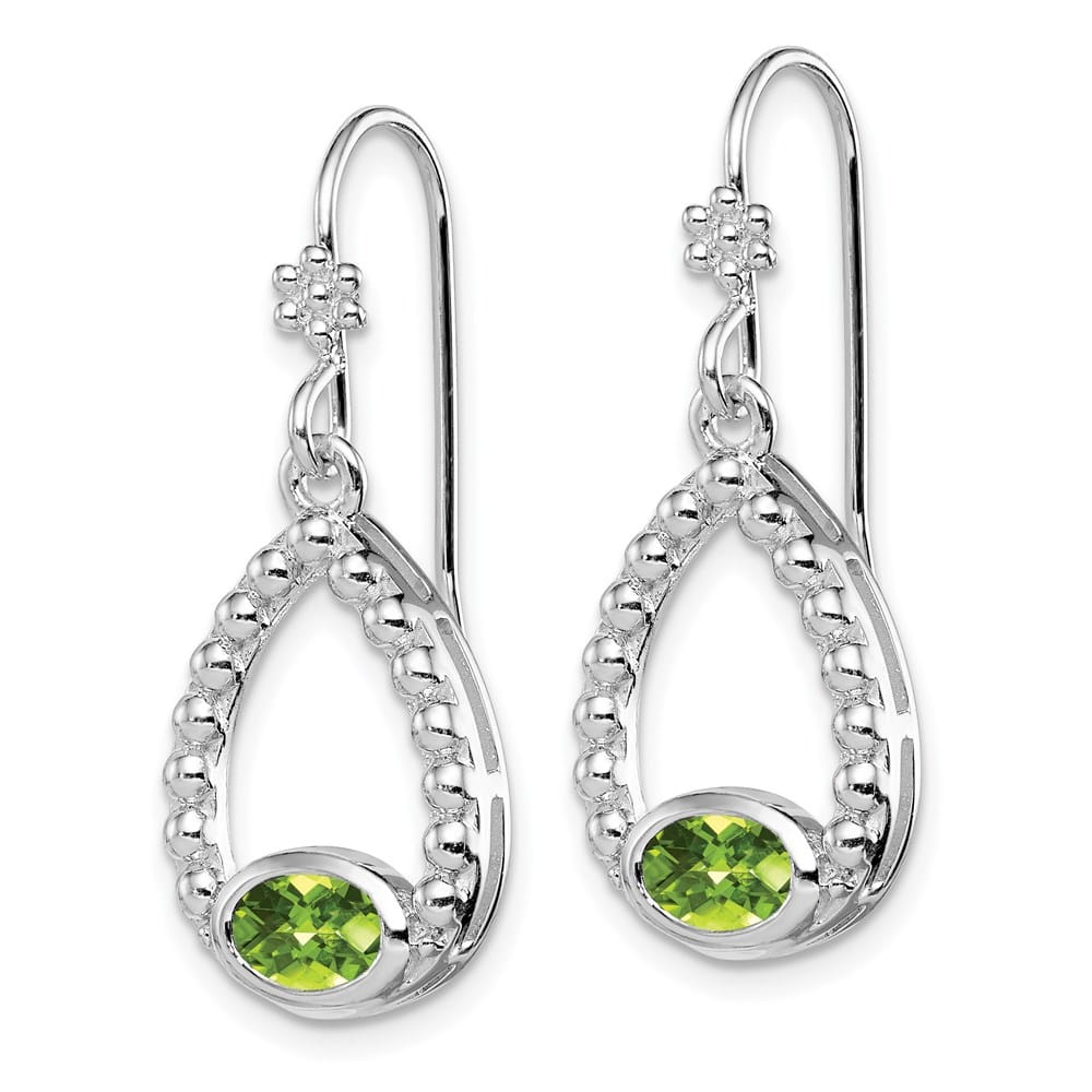 Sterling Silver Peridot Shepherd Hook Dangle Earrings, view 2 of 4