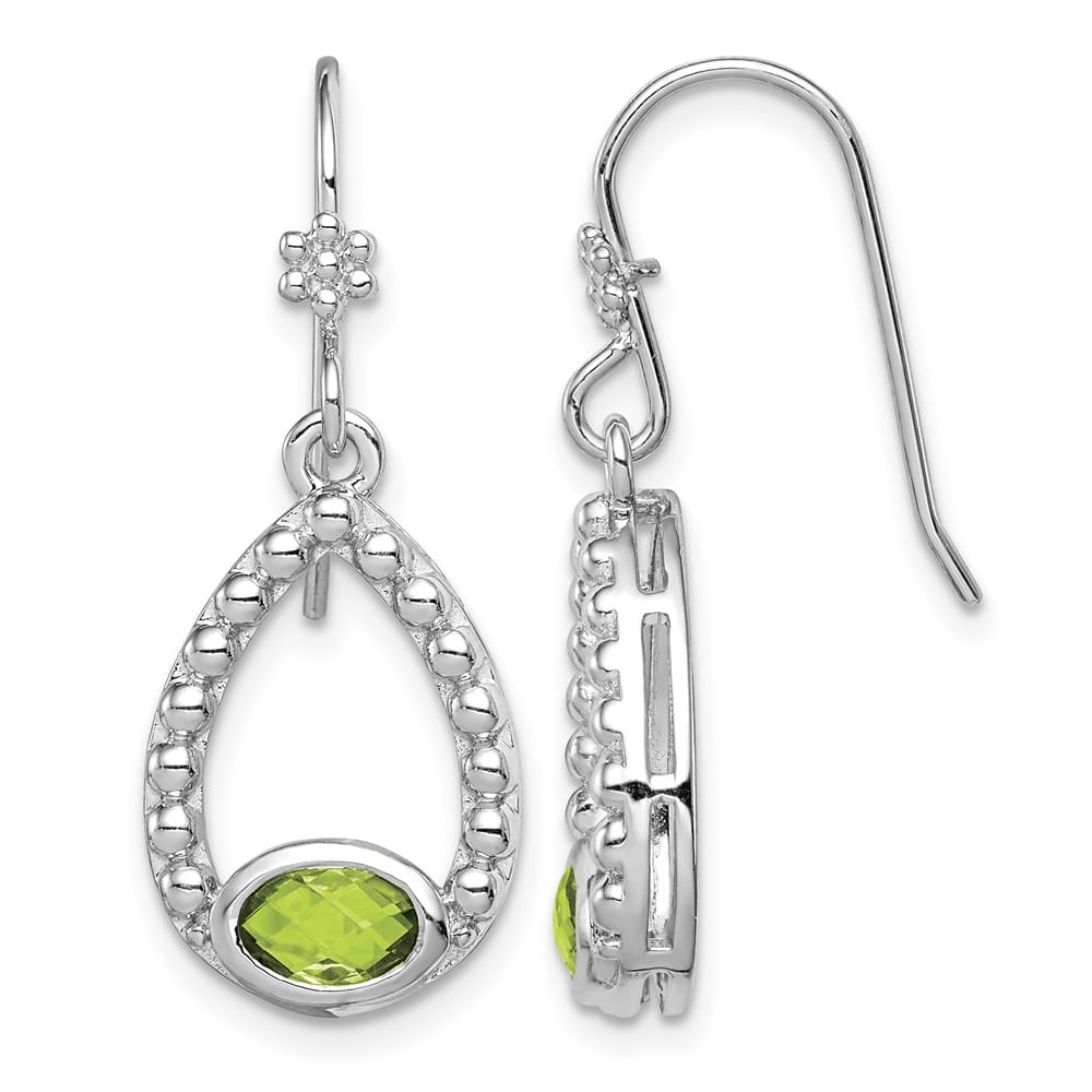 Sterling Silver Peridot Shepherd Hook Dangle Earrings, view 1 of 4