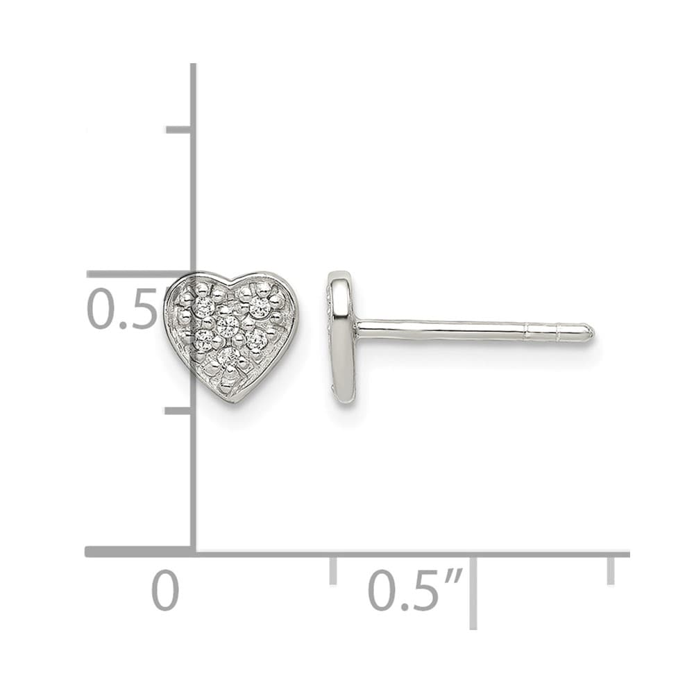 Sterling Silver Petite CZ Heart Post Earrings