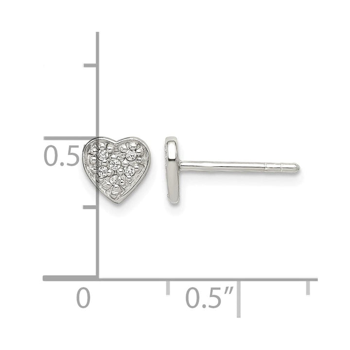 Sterling Silver Petite CZ Heart Post Earrings