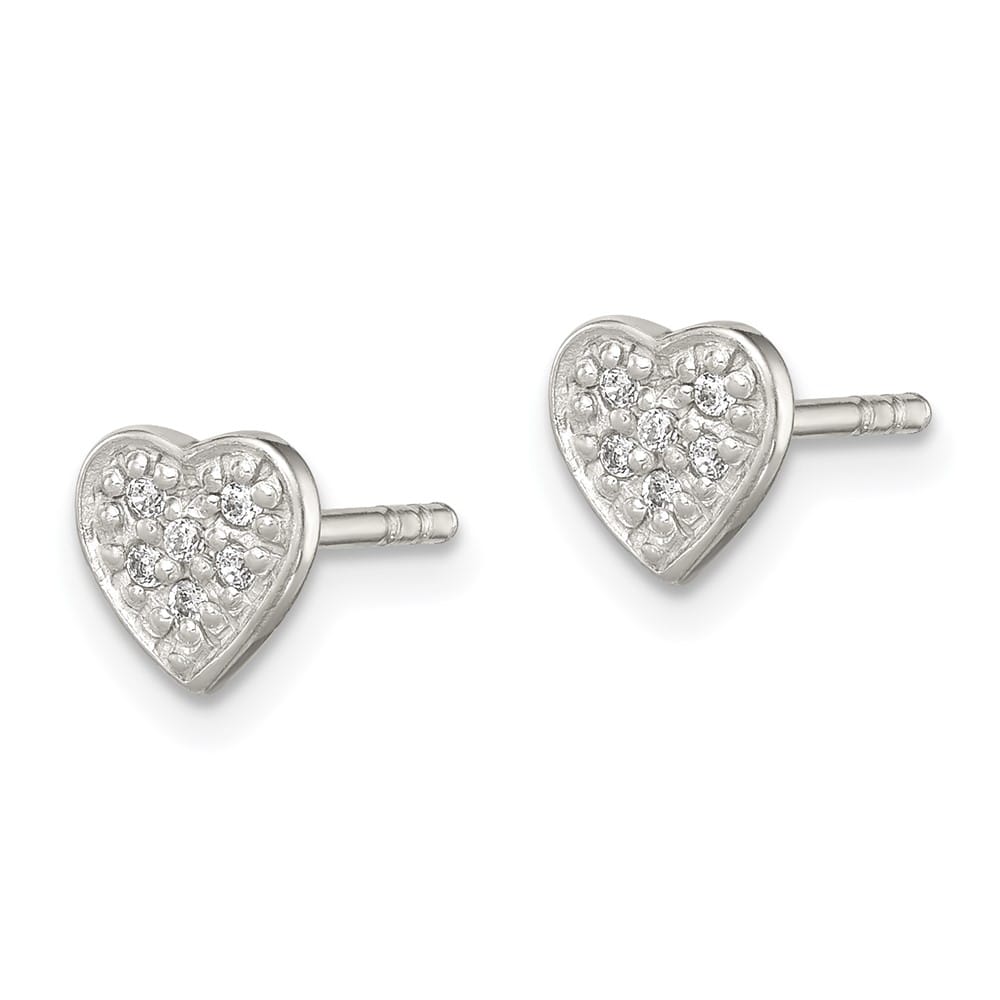 Sterling Silver Petite CZ Heart Post Earrings