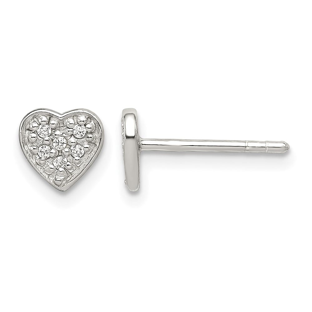 Sterling Silver Petite CZ Heart Post Earrings