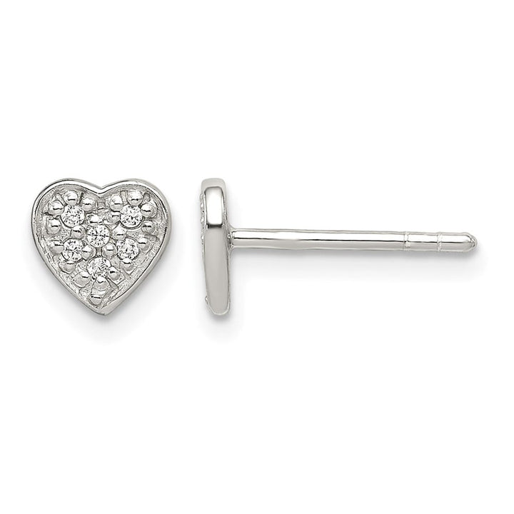 Sterling Silver Petite CZ Heart Post Earrings