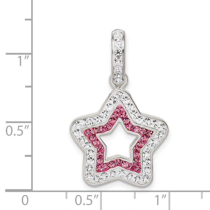 Sterling Silver Pink and White Preciosa Crystal Star Pendant