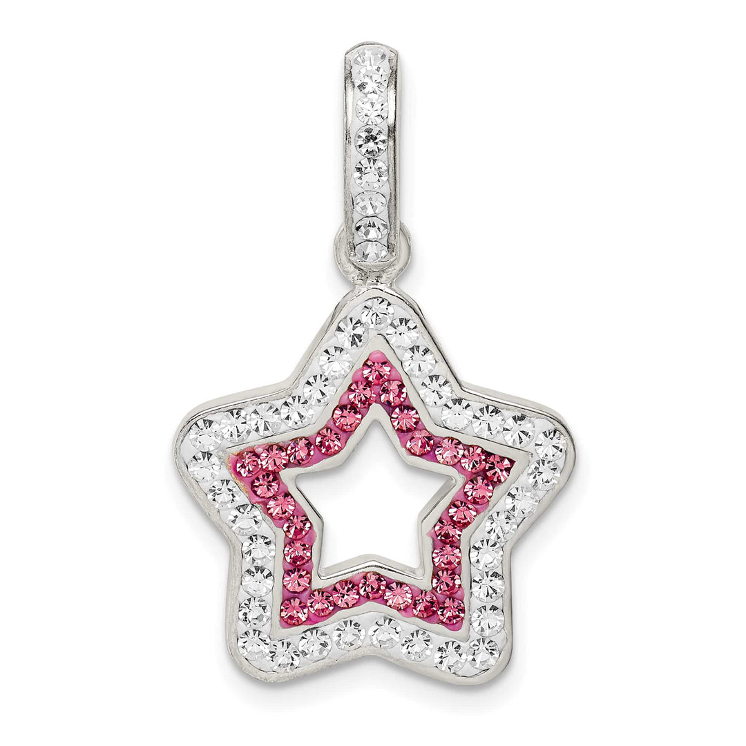 Sterling Silver Pink and White Preciosa Crystal Star Pendant