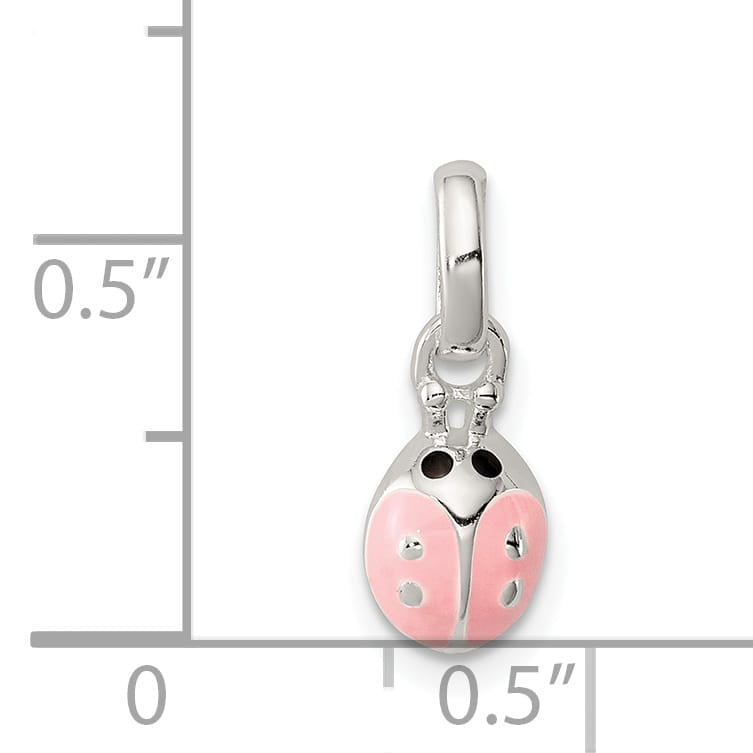Sterling Silver Pink & Black Enameled Ladybug Children's Pendant