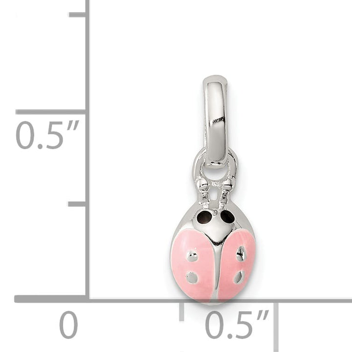 Sterling Silver Pink & Black Enameled Ladybug Children's Pendant