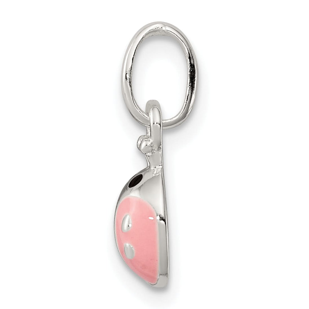 Sterling Silver Pink & Black Enameled Ladybug Children's Pendant