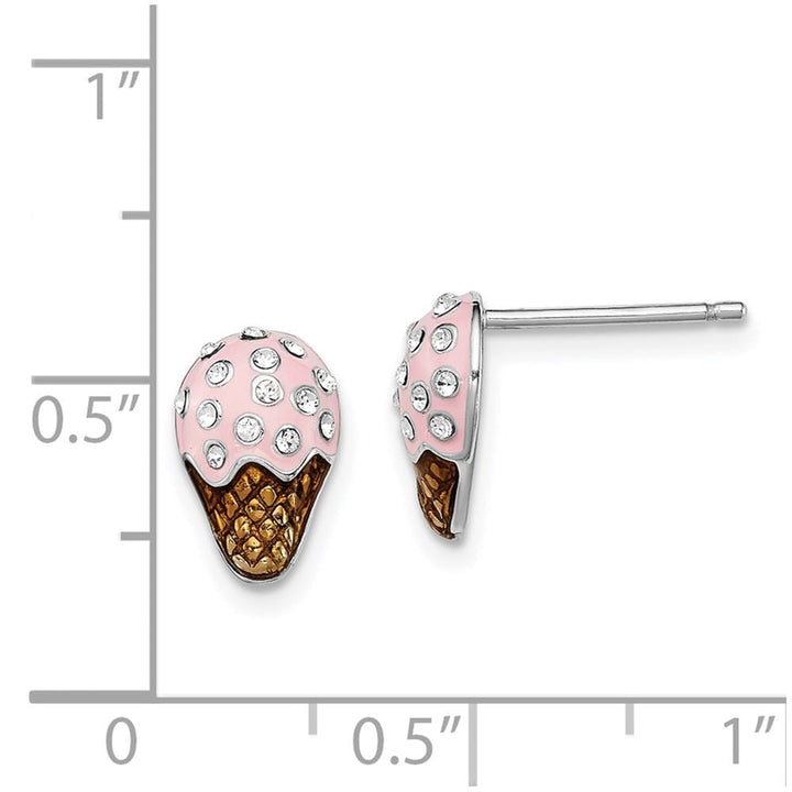 Sterling Silver Pink & Brown Ice Cream Cone Post Earrings