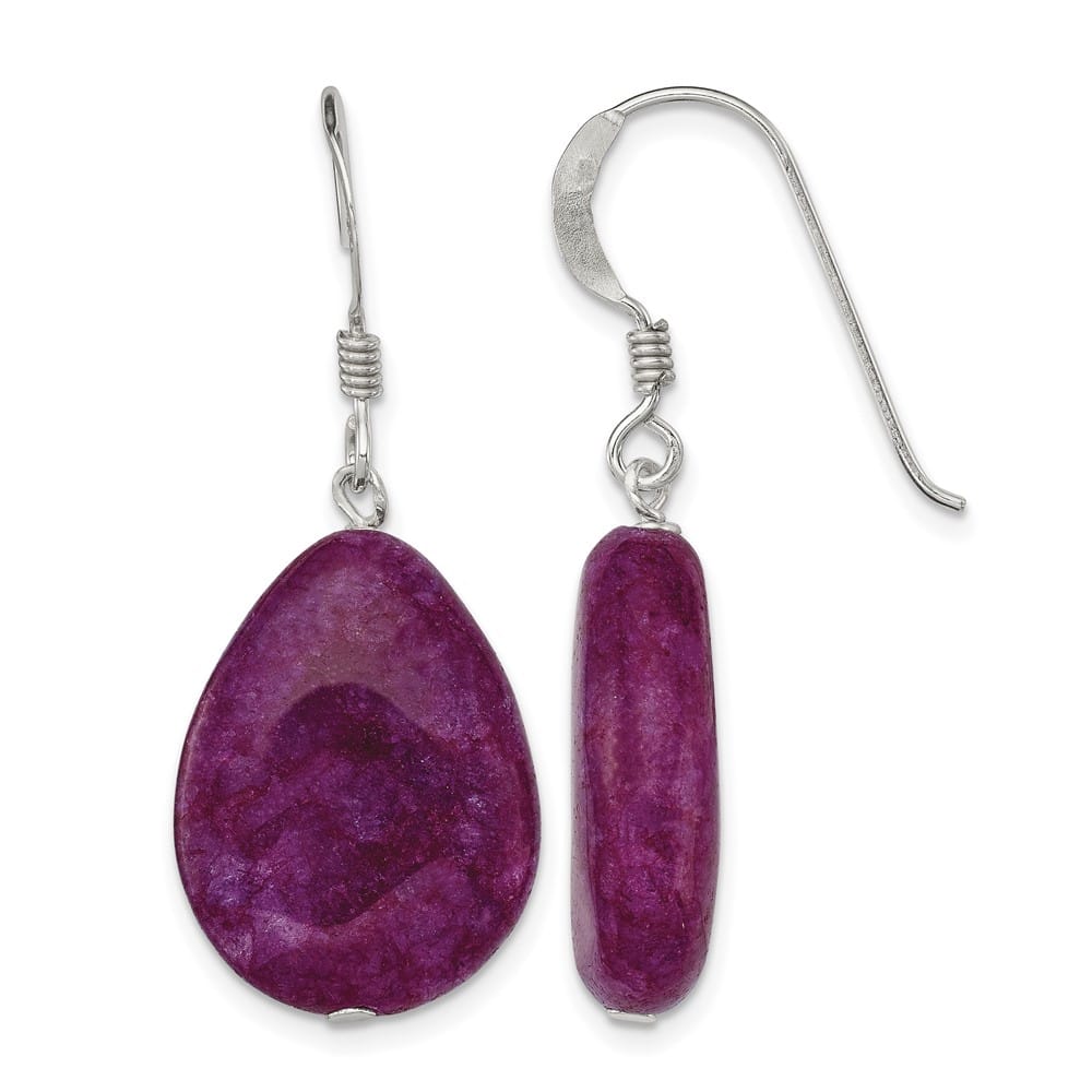 Sterling Silver Pink Cracked Aventurine Teardrop Dangle Earrings, view 1 of 4