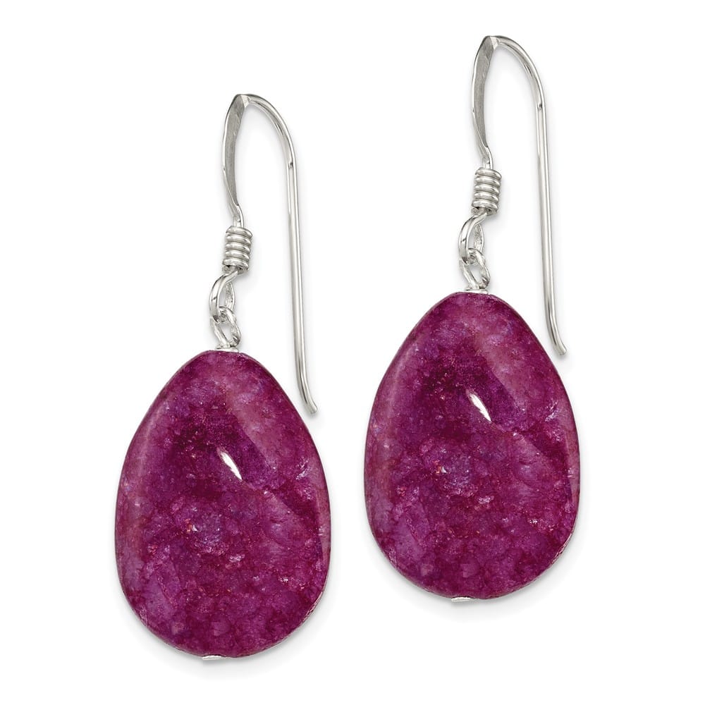 Sterling Silver Pink Cracked Aventurine Teardrop Dangle Earrings, view 2 of 4