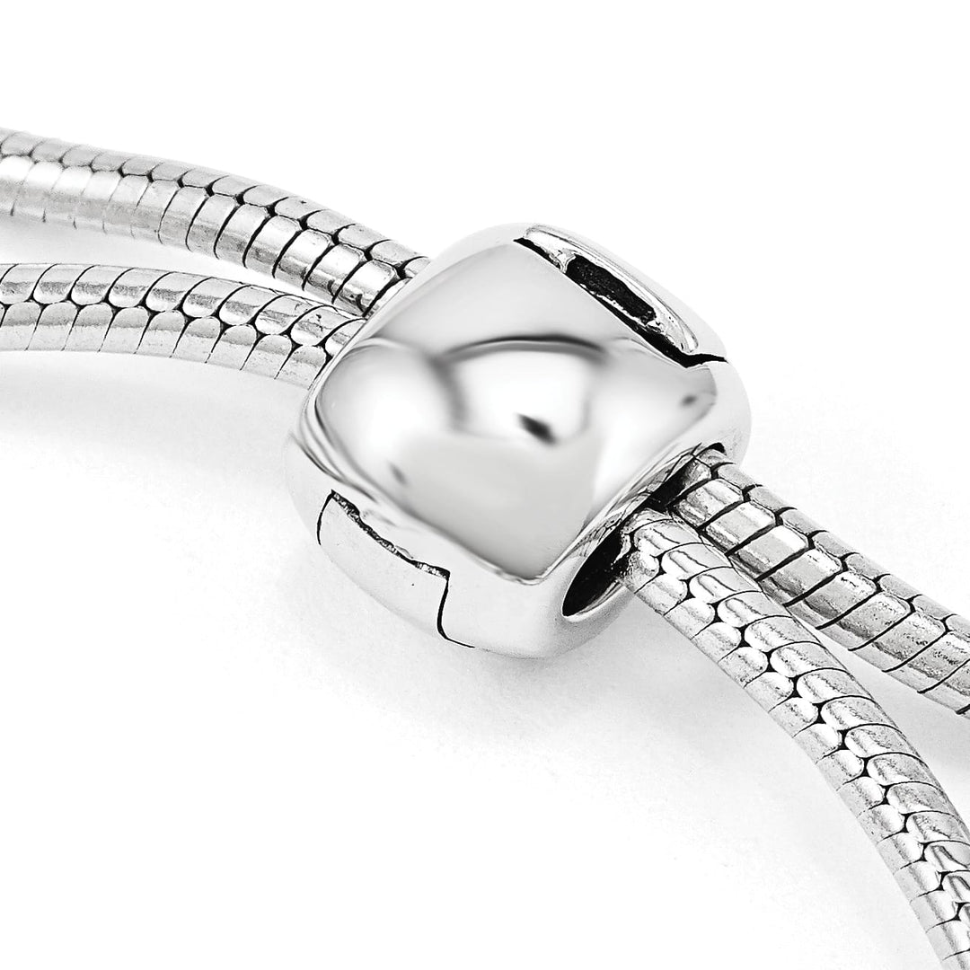 Sterling Silver Pink Crystal LOVE/Heart Adjustable Bolo Bracelet