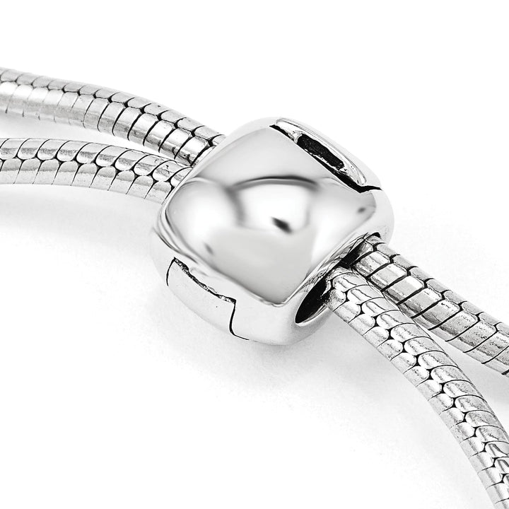 Sterling Silver Pink Crystal LOVE/Heart Adjustable Bolo Bracelet