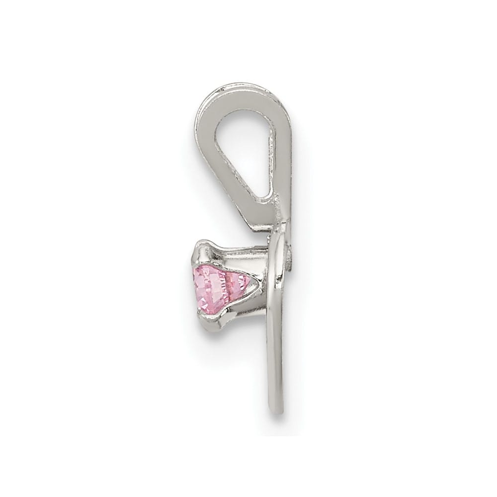 Sterling Silver Pink CZ Heart Children's Necklace, Ring & Earring Set