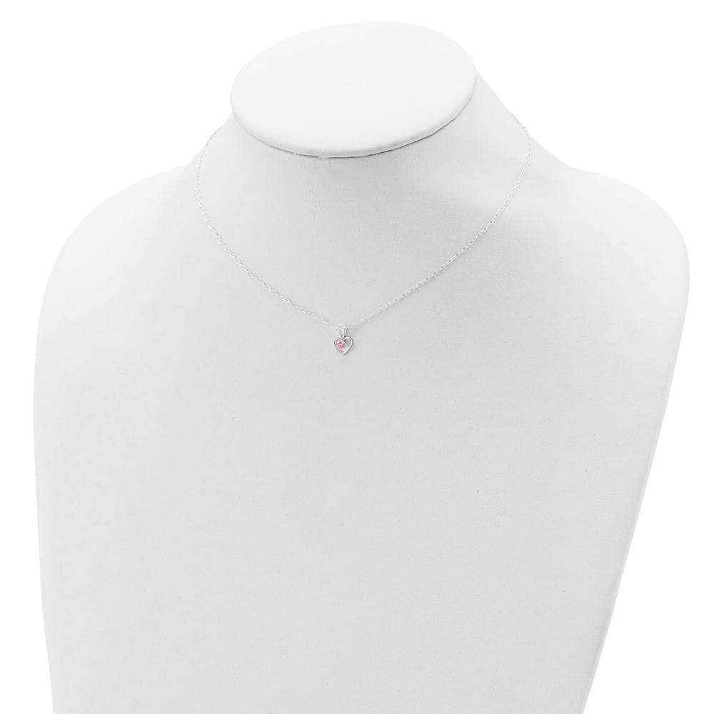 Sterling Silver Pink CZ Heart Children's Necklace, Ring & Earring Set