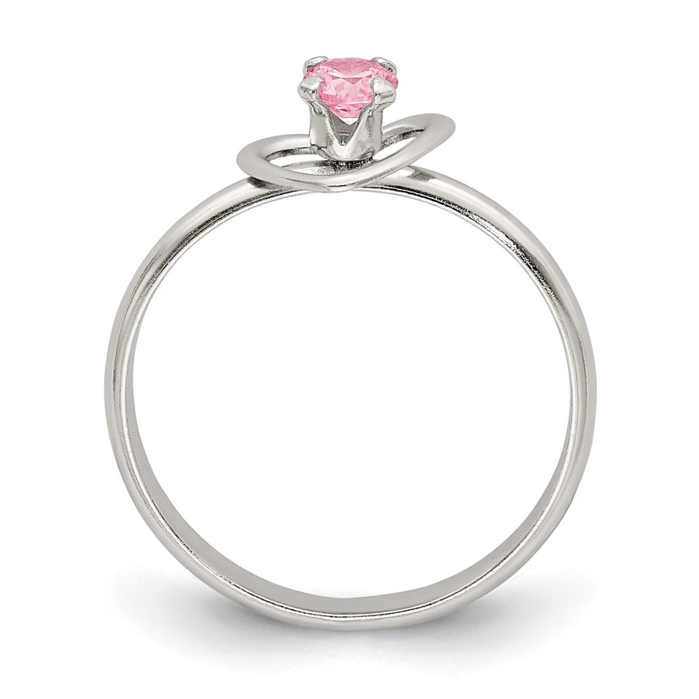 Sterling Silver Pink CZ Heart Children's Necklace, Ring & Earring Set