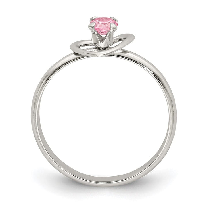 Sterling Silver Pink CZ Heart Children's Necklace, Ring & Earring Set
