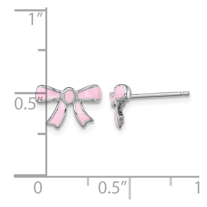 Sterling Silver Pink Enamel Bow Post Earrings