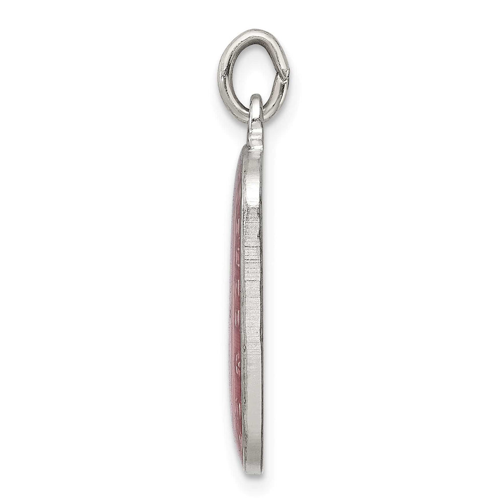 Sterling Silver Pink Enamel Square St. Christopher Medal Pendant