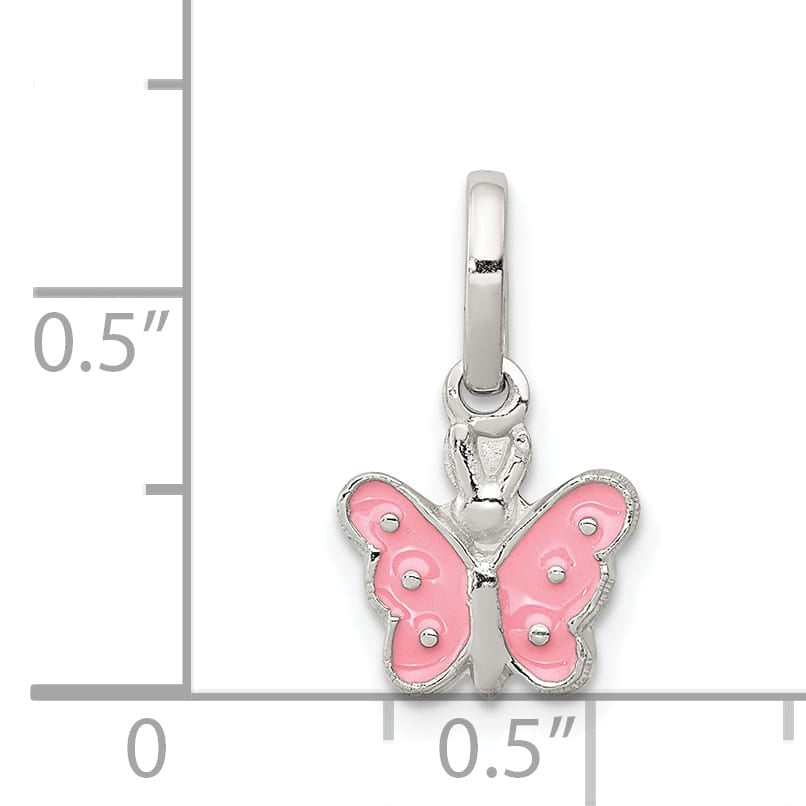 Sterling Silver Pink Enameled Petite Butterfly Pendant