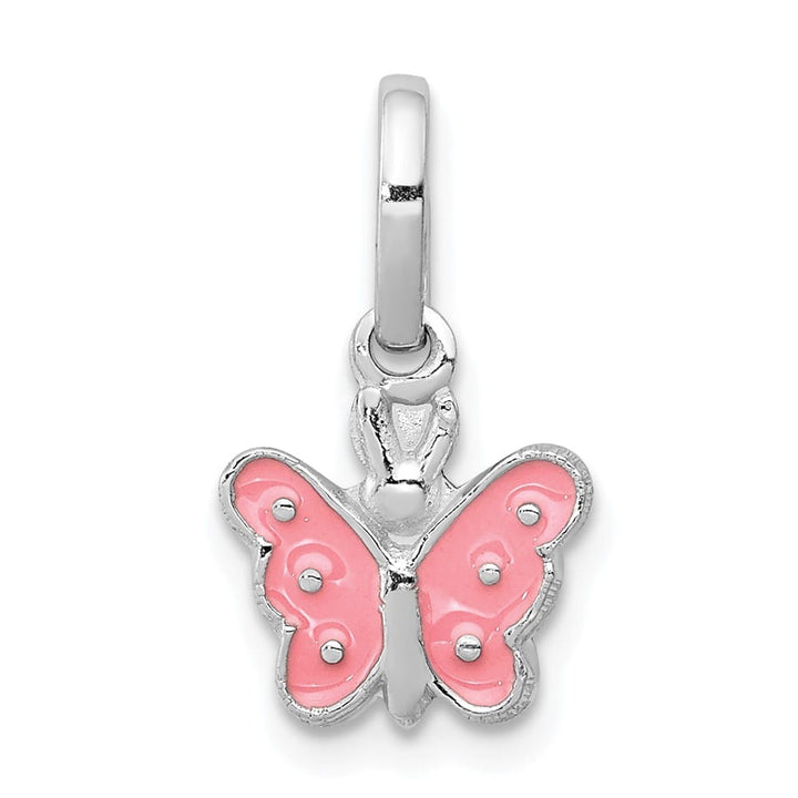 Sterling Silver Pink Enameled Petite Butterfly Pendant