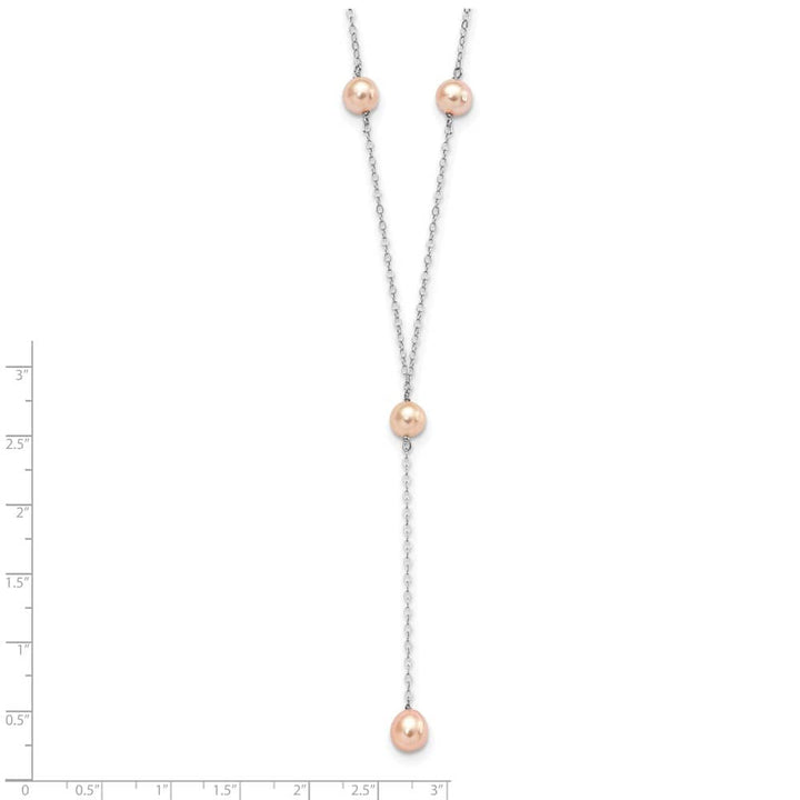 Sterling Silver Pink Teardrop Cultured Pearl Y-Drop 16 inch Necklace