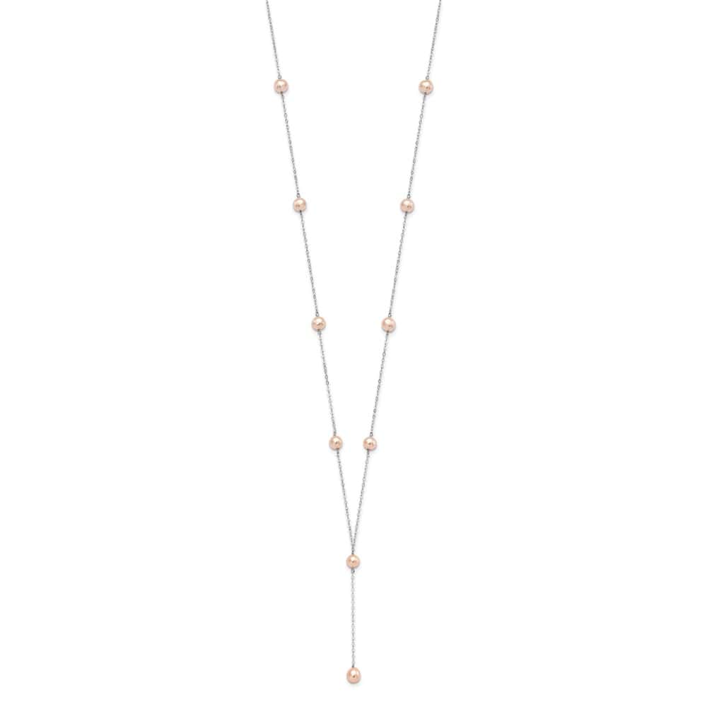 Sterling Silver Pink Teardrop Cultured Pearl Y-Drop 16 inch Necklace