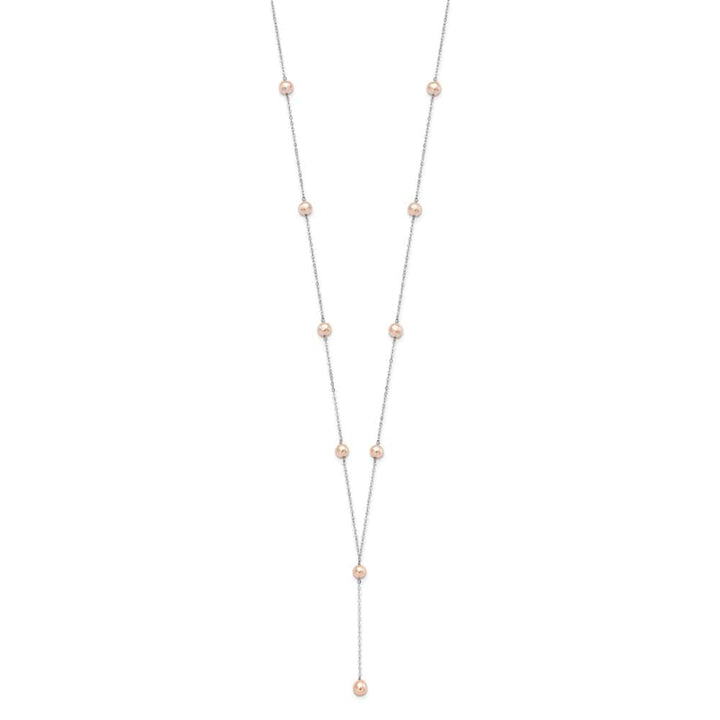 Sterling Silver Pink Teardrop Cultured Pearl Y-Drop 16 inch Necklace