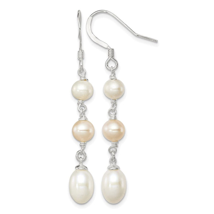 Sterling Silver Pink & White 5-7mm Freshwater Pearl Dangle Earrings, view 1 of 4