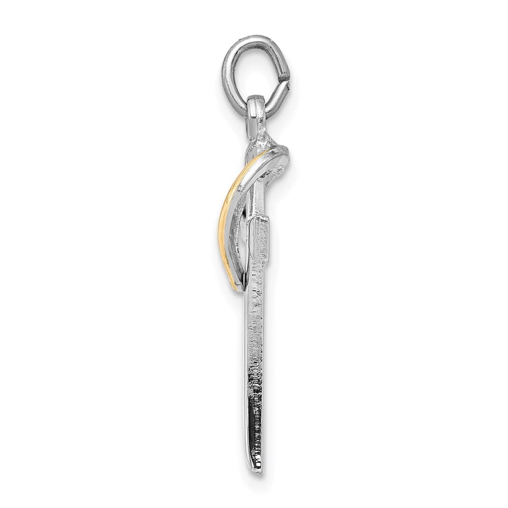 Sterling Silver Platinum-Tone Gold-tone Cross with Heart Pendant