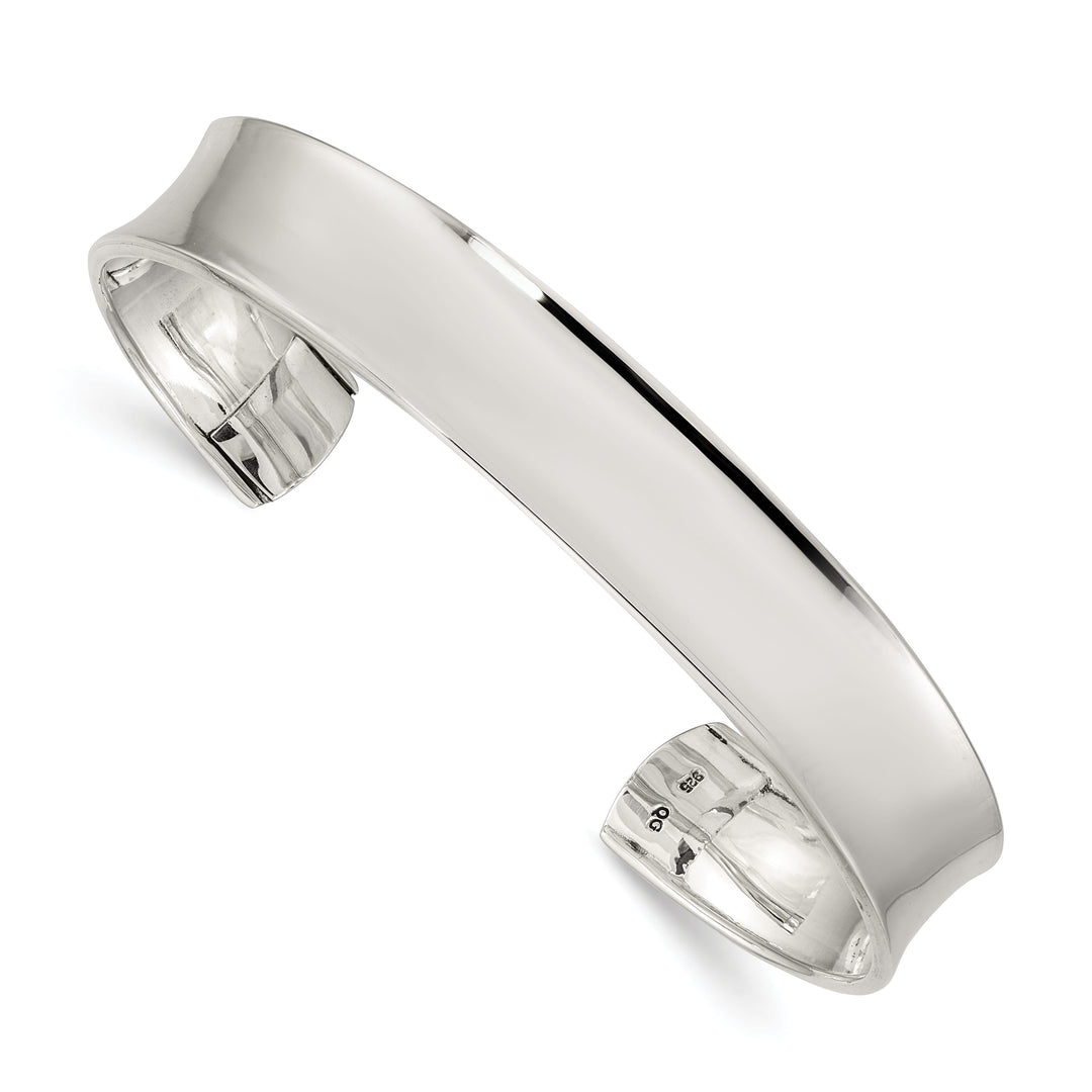 Sterling Silver Polished 10mm Concave Cuff Bangle