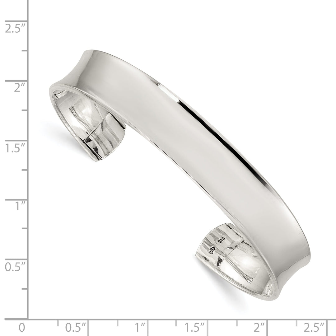 Sterling Silver Polished 10mm Concave Cuff Bangle