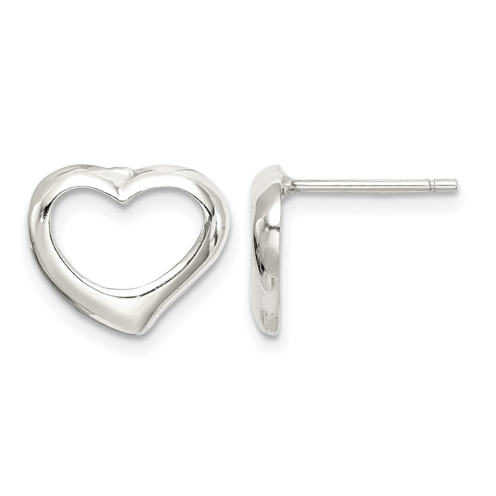 Sterling Silver Polished 12mm Heart Post Earrings