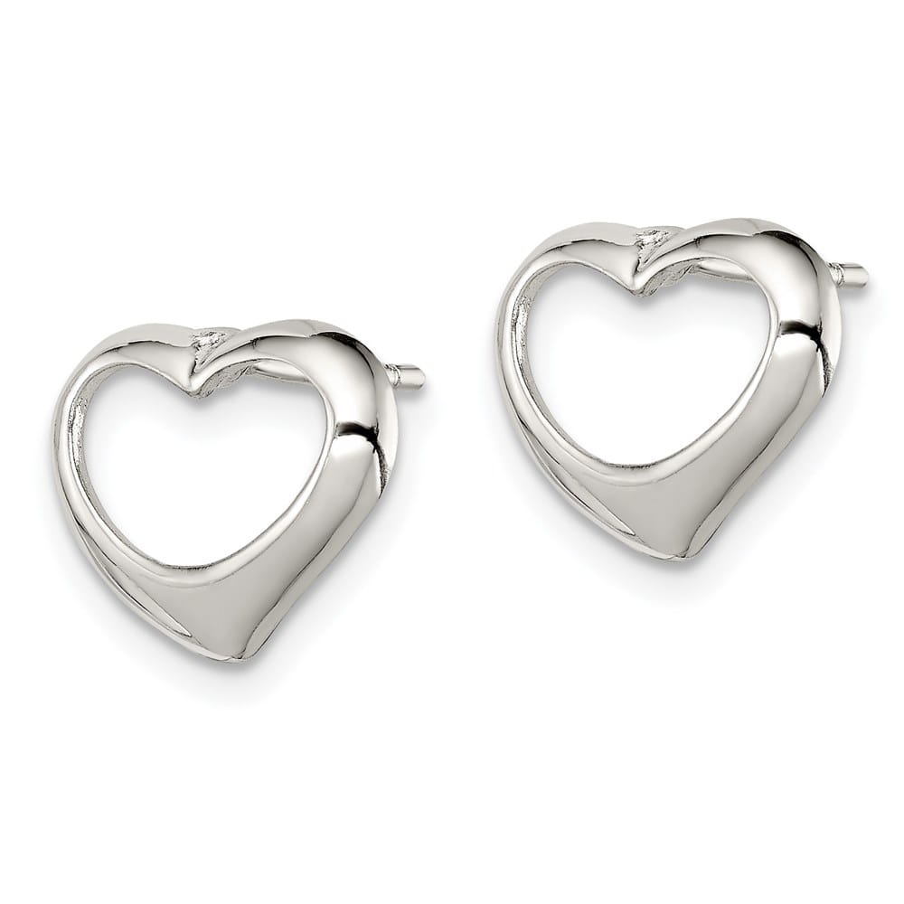 Sterling Silver Polished 12mm Heart Post Earrings