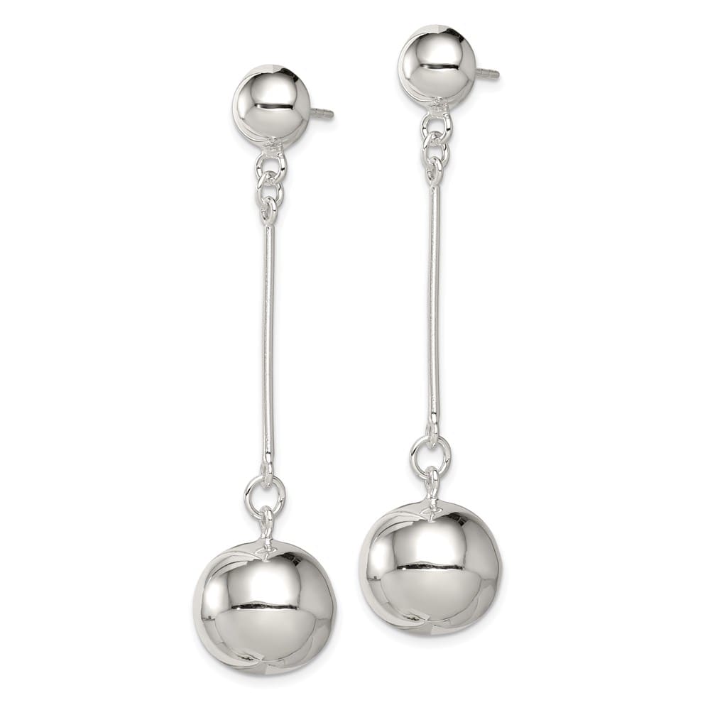 Sterling Silver Polished 14mm Ball Post Dangle Earrings, view 2 of 4