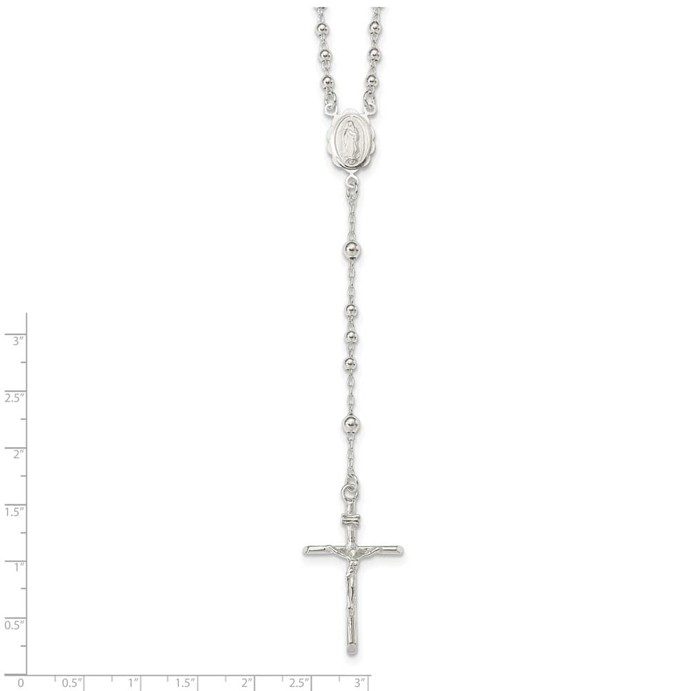 Sterling Silver Polished 16 Inch Rosary Necklace