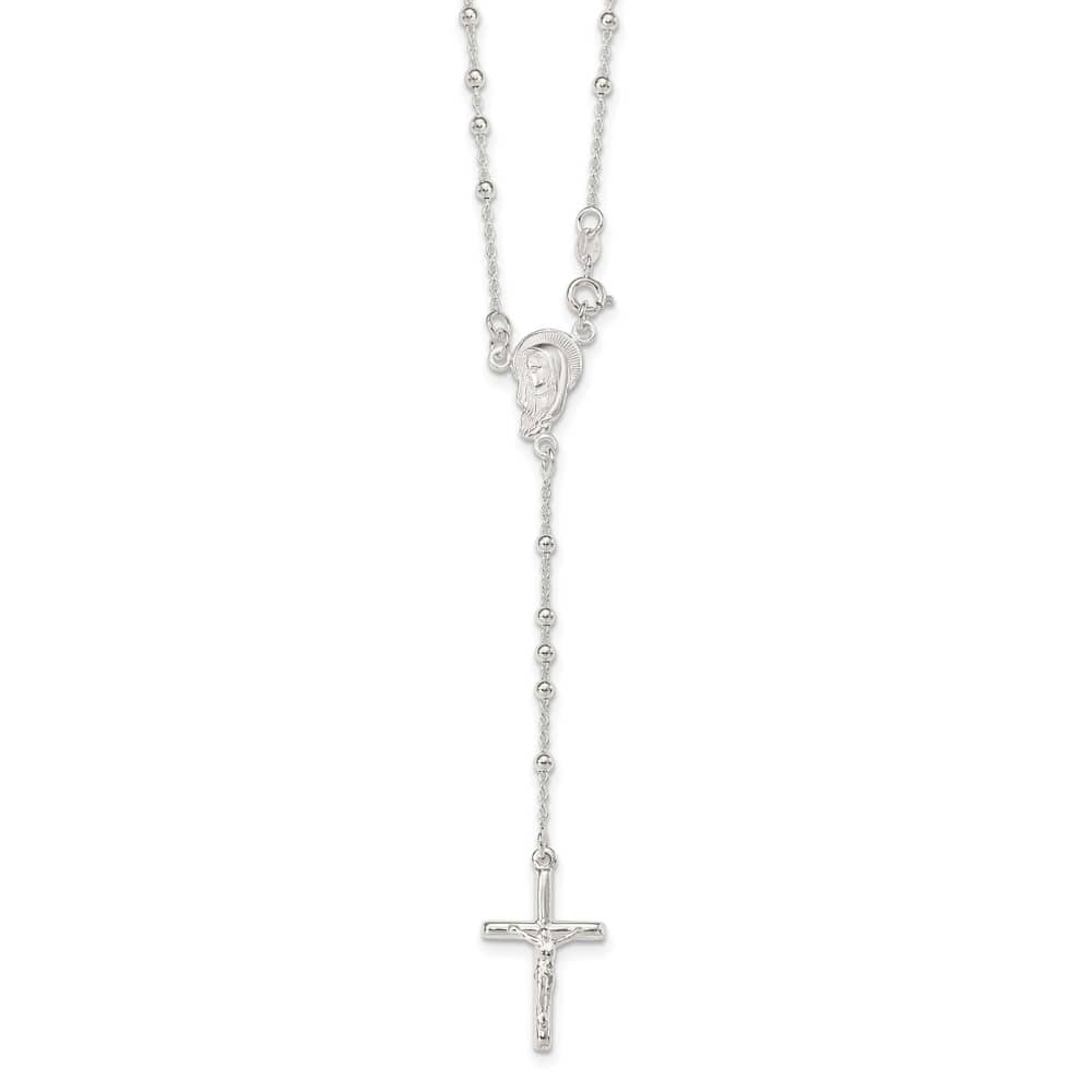 Sterling Silver Polished 18 Inch Rosary Necklace