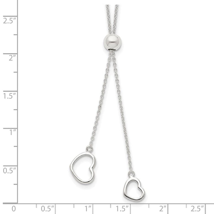 Sterling Silver Polished 2-Heart Adjusts Up to 19.5 Inch Necklace