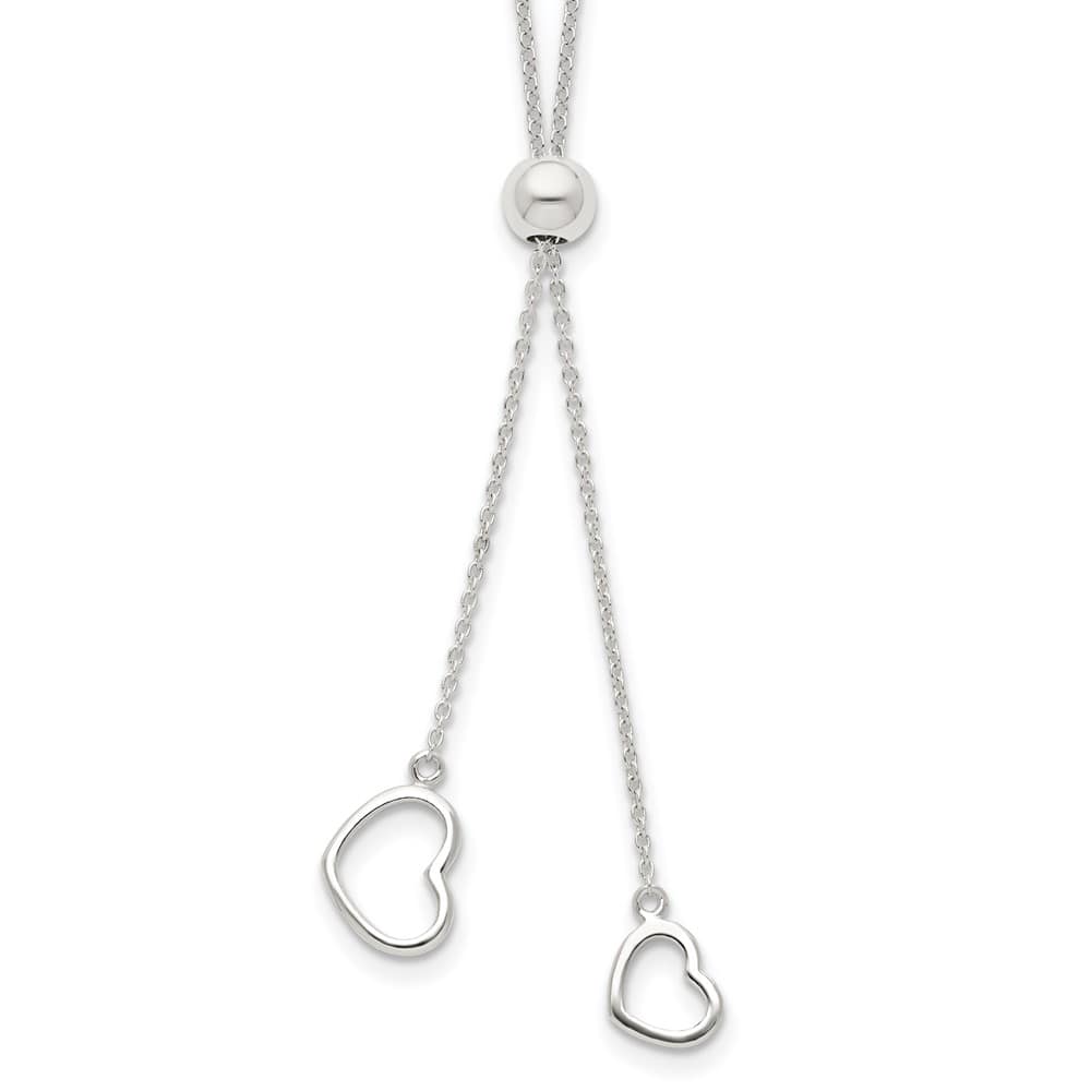 Sterling Silver Polished 2-Heart Adjusts Up to 19.5 Inch Necklace